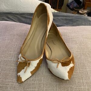 L.k.  Bennett white/caremel calf hair flats